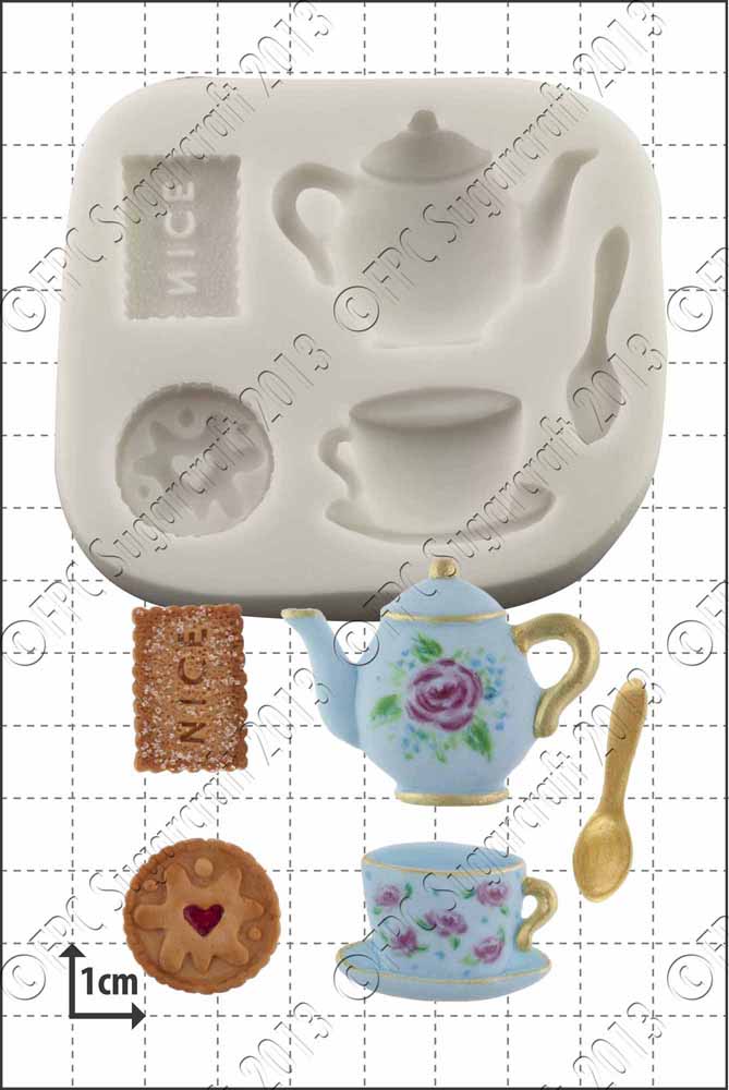 'Tea & Biscuits' Silicone Mould by FPC Sugarcraft - www.fpcsugarcraft.co.uk